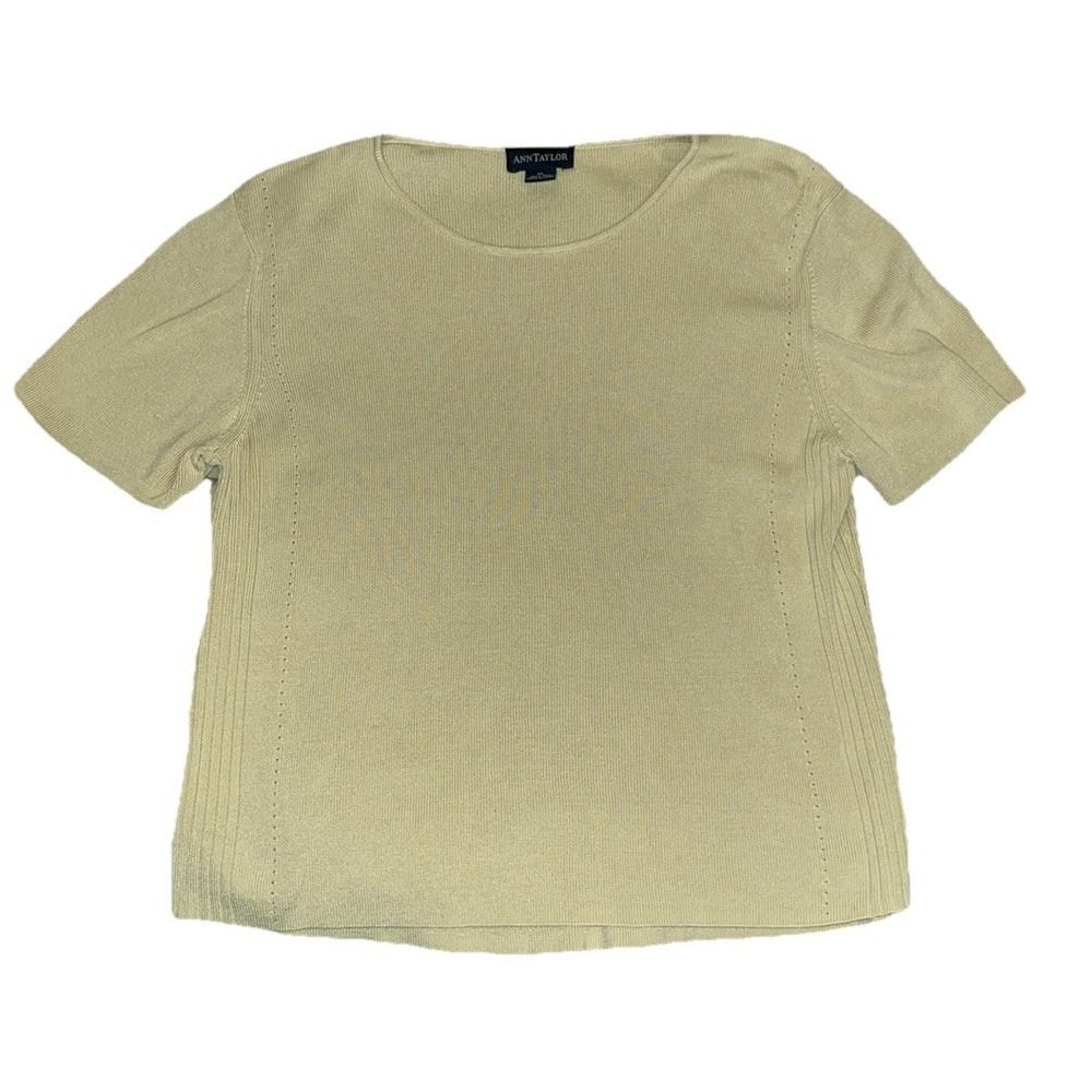 100% Silk Ann Taylor Top W/Side Detail / Cream /XL